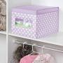 mDesign Decorative Soft Stackable Fabric Closet Storage Organizer Holder Boxes - Clear Window, Lid, for Child/Kids Room, Nursery - Large, Collapsible Foldable - Polka Dot Print - 4 Pack - Light Purple mDesign Decorative Soft Stackable Fabric Closet Storage Organizer Holder Boxes - Clear Window, Lid, for Child/Kids Room, Nursery - Large, Collapsible Foldable - Polka Dot Print - 4 Pack - Light Purple