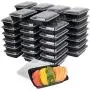50-Pack Meal prep plastic microwavable food containers for meal prepping With Lids 28 oz. 1 Compartment Black Rectangular Reusable Storage Lunch Boxes -BPA-Free Food Grade -Freezer & Dishwasher Safe 50-Pack Meal prep plastic microwavable food containers for meal prepping With Lids 28 oz. 1 Compartment Black Rectangular Reusable Storage Lunch Boxes -BPA-Free Food Grade -Freezer & Dishwasher Safe