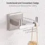 Double Robe Hook, Angle Simple SUS304 Stainless Steel Bathroom Double Hook, Shower Towel Holder, Double Bath Towel Hook, Coat Hook Clothes Hanger, Bathrobe Hook Wall Mount, Brushed Steel