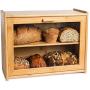 LAURAS GREEN KITCHEN Large Bread Box: Bamboo Bread Boxes with Clear Front Window - Farmhouse Style Bread Holder for Kitchen Counter - Double Layer Bread Storage Bin Holds 2 Loaves (Self-Assembly)