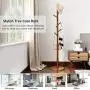WALTSOM Coat Racks Free Standing, Wooden Coat Hat Tree with 8 Hooks and Solid Round Base, Hallway Entryway Coat Hanger Hook Stand for Clothes, Scarves, Handbags, NO Tools Required (Caramel)