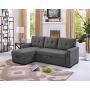 LILOLA Lucca Gray Linen Reversible Sleeper Sofa Storage Chaise
