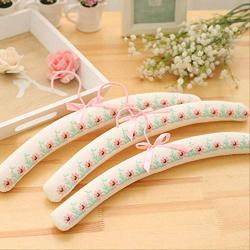 KIPB 10 Pieces of Fabric Thickening Hanger for Clothes, Bow Flower, Non-Slip Cotton Hanger Pink