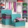 Sorbus Storage Boxes Woven Basket Bin Container Tote Cube Organizer Set Stackable Storage Basket Woven Strap Shelf Organizer Built-in Carry Handles (Woven Lid Baskets - Aqua)