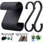 ACMETOP S Hooks, 12 Pack Aluminum S Shaped Hooks, Matte Finish S Hooks for Hanging Pots and Pans, Plants, Coffee Cups, Clothes, Towels in Kitchen, Bedroom, Bathroom, Office and Garden（Matte Black）