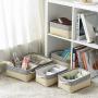 pulnimus Fabric Storage Baskets 12”x 8” x 5”Cloth Baskets,6 Pack Nursery Baskets,Small Storage Bins for Baby,Empty Gift Baskets with Rope Handles,Rectangular Basket,Decorative Closet Baskets