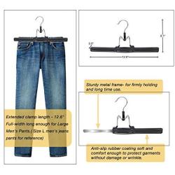 JS HANGER Metal Slack Hanger 12.6" clamp with Anti-Slip Coating for Pants and Skirts, 12-Pack