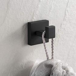 YGIVO Towel Hooks, Matte Black SUS304 Stainless Steel Bath Coat Robe Clothes Square Hook Hanger Wall Hook Holder for Bathroom Kitchen Garage Hotel Wall Mounted