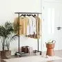 SONGMICS Clothing Garment Rack on Wheels, Heavy-Duty Clothes Rack, Collapsible, with Extendable Hanging Rail, Bottom Storage Shelf, Black UHSR13BK SONGMICS Clothing Garment Rack on Wheels, Heavy-Duty Clothes Rack, Collapsible, with Extendable Hanging Rail, Bottom Storage Shelf, Black UHSR13BK