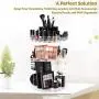 SUNFICON Rotating Makeup Organizer Cosmetic Holder 360 Degree Spining Makeup Storage Boxes Display Stand Adjustable Tray for Vanity Bathroom Bedroom Closet Large Acrylic Clear