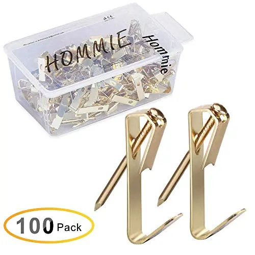 Hommie 100 Pcs Heavy Duty 30lbs Picture Hangers with Nails Photo Picture Frame Hooks Professional Picture Hanging Kit on Wooden/Drywall Hanging Solution Hardware for Canvas,Office,Clock,Mirror(30LB)