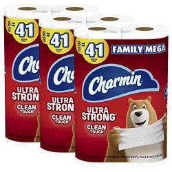 Charmin Ultra Strong Clean Touch Toilet Paper, 24 Family Mega Rolls = 123 Regular Rolls (Packaging May Vary)