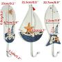 Aligle Tm Large Art Hook Wooden Nautical Coat Hat Clothes Towel Wall Hooks Hangers Hanging Decoration Wall Mounted Key Hook Metal Home Decor 3pcs Mediterranean Style Slippers Sailing Fish Utility Hook