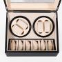 SHZICMY Automatic Watch Winder Display Box, 4+6 Automatic Rotation Leather Wood Watch Winder Storage Display Boxes Watch Case (USA Stock) (Black)