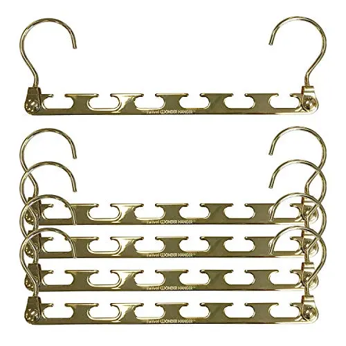 Wonder Hanger Heavy Duty 360 Swivel Action Hanger, Pack of 5 in Gold Tone - Keep Your Clothes Organized and Wrinkle-Free! Wonder Hanger Heavy Duty 360 Swivel Action Hanger, Pack of 5 in Gold Tone - Keep Your Clothes Organized and Wrinkle-Free!