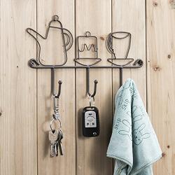 OMMITO Hooks Rack Hanger, Wall Hooks Kitchen Home Restaurant Keys Coats Cups Decorative Decor Wall Mounted Iron Small