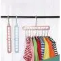 RONSHIN Multifunction Space Saving Clothes Hangers, Closet Organize Plastic, Folding 9 Holes Home Storage, for Clothes Hanger Drying Rack (Random Colors)