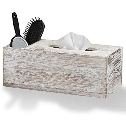 Barnyard Designs Rustic Distressed Wooden Rectangular Tissue Boxes Cover with Storage Compartment - Decorative Bathroom Facial Tissue Boxes Holder Farmhouse Decor 12” x 6” Barnyard Designs Rustic Distressed Wooden Rectangular Tissue Boxes Cover with Storage Compartment - Decorative Bathroom Facial Tissue Boxes Holder Farmhouse Decor 12” x 6”