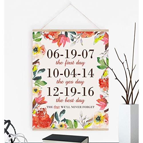 The First Day, The Yes Day, The Best Day Floral Art with Poster Hanger Available