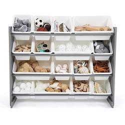 Tot Tutors Springfield Collection Supersized Wood Toy Storage Organizer, Extra Large, Grey/White