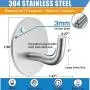 Bathroom Towel Hook 8 Pack Heavy Duty Self Adhesive Hooks Without Nails Metal Sticky Hooks for Hanging Coat Clothes Shower,Stick on Wall Door Closet Kitchen Hooks -Stainless Steel-Brushed