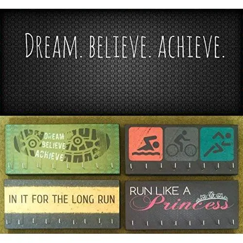 Race Medal Holder/Athletic Medal Hanger - DREAM BELIEVE ACHIEVE. Wood Wall Mounted Medal Organizer. CUSTOMIZATION Available