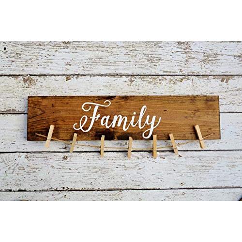 Family Picture Frames with Sayings Rustic Picture Holder Display Grandkids Make Life Grand Home Decor Clothes Pin Photo Hanger Hand Painted Sign Farmhouse Style