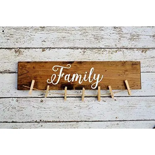 Family Picture Frames with Sayings Rustic Picture Holder Display Grandkids Make Life Grand Home Decor Clothes Pin Photo Hanger Hand Painted Sign Farmhouse Style