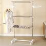 Ollieroo Premium Stainless Steel Drying Rack Fold-able Rolling 6-Wheels Clothes Laundry Dryer Hanger Compact Storage