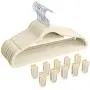Finnhomy Heavy Duty 50 Pack Clothes Hangers with 10 Multiple Use Finger Clips, Durable Slim-Line Velvet Hangers Non-Slip Sturdy Clothing Hangers, Beige Finnhomy Heavy Duty 50 Pack Clothes Hangers with 10 Multiple Use Finger Clips, Durable Slim-Line Velvet Hangers Non-Slip Sturdy Clothing Hangers, Beige