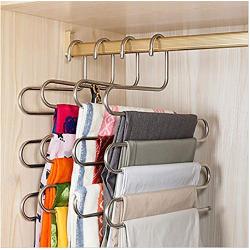 5PC 5 Layers S Shape Multifunctional Clothes Hangers Pants Storage Hangers Cloth Rack Multilayer Storage Cloth Hanger Decoration