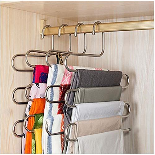 5PC 5 Layers S Shape Multifunctional Clothes Hangers Pants Storage Hangers Cloth Rack Multilayer Storage Cloth Hanger Decoration