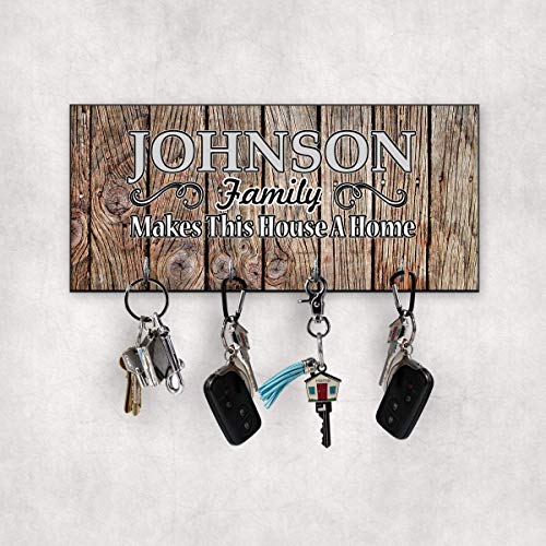 Family Makes This House A Home Future Key Hanger - Wall Key Holder - New Home Gift - Wedding Gift - Home Sign - Key Rack - KH0007