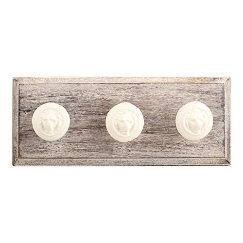 Indianshelf Handmade 1 Artistic Vintage Cream Wooden Lion Key Hooks Holders/Heavy Duty Hooks for Garage