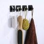 Kes Self Adhesive Hooks Rail Stainless Steel 1-Hook Rack Bath Towel Hook Sticky Bathroom Kitchen Towel Multi Hanger Matte Black 4 PCS, A7060-BK-P4
