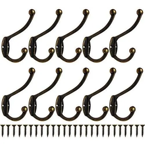 Heavy Duty Dual Coat Hooks 10 Pack Wall Mounted Hooks Metal Hooks Dual Robe Hook Rustic Hooks Retro Double Hooks Coat Hanger and Screws for Coat/Backpack/Bag/Towel/Key/Cap (Bronze 10 Pack) Heavy Duty Dual Coat Hooks 10 Pack Wall Mounted Hooks Metal Hooks Dual Robe Hook Rustic Hooks Retro Double Hooks Coat Hanger and Screws for Coat/Backpack/Bag/Towel/Key/Cap (Bronze 10 Pack)