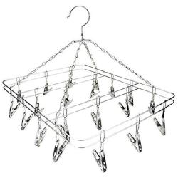 Cyclamen9 20 Clip Sock Underwear Clothes Outdoor Dryer Laundry Hanger, Stainless Steel Square Wire Clip Clothes Rack Sock Dryer Rack