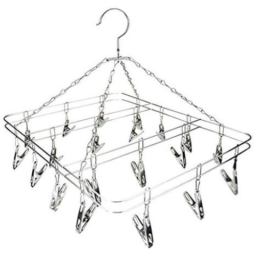 Cyclamen9 20 Clip Sock Underwear Clothes Outdoor Dryer Laundry Hanger, Stainless Steel Square Wire Clip Clothes Rack Sock Dryer Rack
