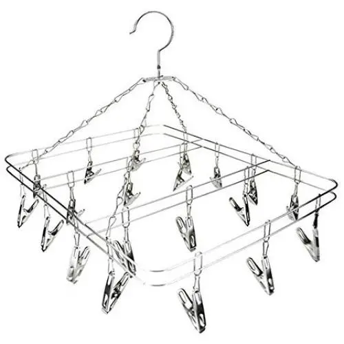 Cyclamen9 20 Clip Sock Underwear Clothes Outdoor Dryer Laundry Hanger, Stainless Steel Square Wire Clip Clothes Rack Sock Dryer Rack