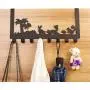 BAOYOUNI Over The Door Hook Rack Metal Decorative Organizer Tree & Animals Design Storage Hanger with 8 Hooks for Kitchen Bathroom Office Hanging Clothes, Coat, Hat, Belt, Towels (Black)