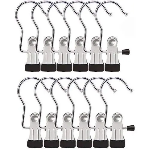 DUOFIRE Set of 12 Hanging Clips Portable Laundry Hooks Hold Clips Stainless Steel Travel Home Hanging Clothes Pins for Pants, Shoes, Towel, Socks DUOFIRE Set of 12 Hanging Clips Portable Laundry Hooks Hold Clips Stainless Steel Travel Home Hanging Clothes Pins for Pants, Shoes, Towel, Socks