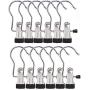 DUOFIRE Set of 12 Hanging Clips Portable Laundry Hooks Hold Clips Stainless Steel Travel Home Hanging Clothes Pins for Pants, Shoes, Towel, Socks