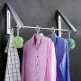 Clothes hanger QFFL Clothes Pole Wall Mounted Aluminum Folding Wall Hanger Rack Space Saving Clothes Storage Organiser for Laundry/Bathroom/Utility Room/Bedroom/with [Clothesline Pole] Hangers