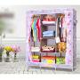 WN - Cloth Wardrobe Dustproof Assembly Folding Combination Cloth Wardrobe Coat Rack Storage Clothes Hanger Folding Storage Cabinet (Color : C)