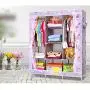 WN - Cloth Wardrobe Dustproof Assembly Folding Combination Cloth Wardrobe Coat Rack Storage Clothes Hanger Folding Storage Cabinet (Color : C)
