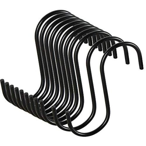 11 Pack Heavy Duty S Hooks Black Steel S Shaped Hooks for Hanging Pans Pots Plants Bags Towels Kitchen Hooks Hanger, Large 3.5 inch