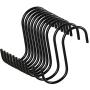 11 Pack Heavy Duty S Hooks Black Steel S Shaped Hooks for Hanging Pans Pots Plants Bags Towels Kitchen Hooks Hanger, Large 3.5 inch