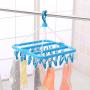 XINGKEJI Plastic Space Saving Closet Organizer 32 Peg Multifunctional Plastic Clothes Indoor and Outdoor Airer Folding Clothes Hanger Towels Socks Bras Underwear