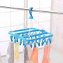 BAIYING 1pc Foldable Plastic Clothes Hanger with 32 Clips, Household Drying Rack Baby Clothes Hanger Socks Hanger Underwear Hanger for Outdoor/Indoor
