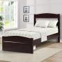 Merax. WF186776 Platform Twin Bed Wood Frame with Storage/Headboard/Wooden Slat Support (Espresso)